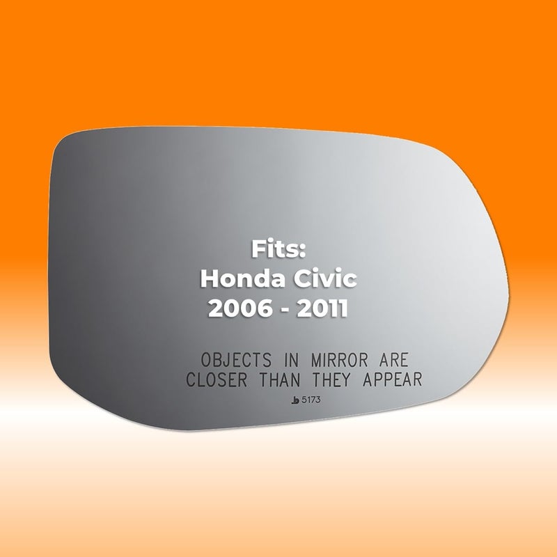 Burco 5173 Convex Right Passenger Side Mirror Glass w/o Backing Plate Compatible with Honda Civic (2006 2007 2008 2009 2010 2011) (4 Door Only, Excluding Hybrid) - Image 3